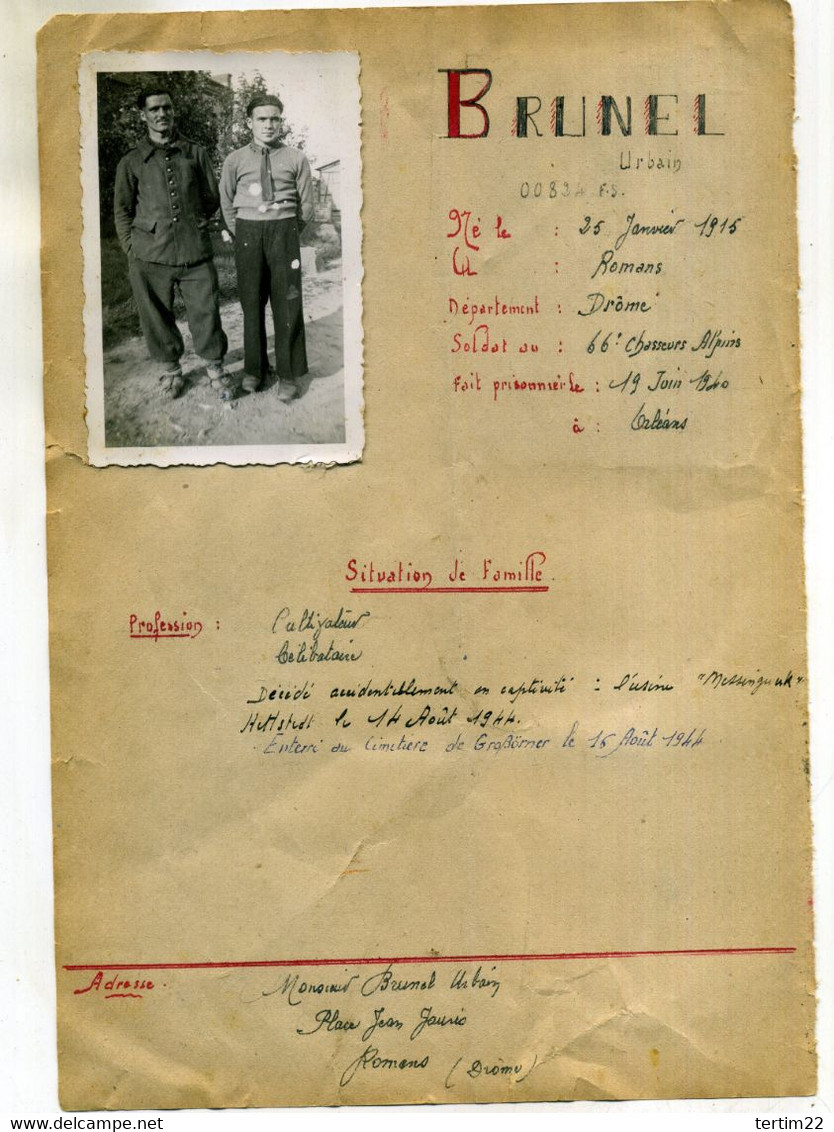 ( MILITAIRES )( PRISONNIERS )( GUERRE)( 26  DROME    )( 72 SARTHE ) - Guerra, Militari