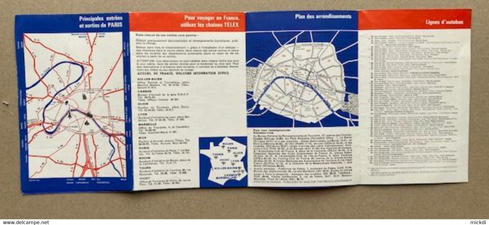 PARIS PLAN LIGNES METRO BUS ARRONDISSEMENTS 1962 - Europe