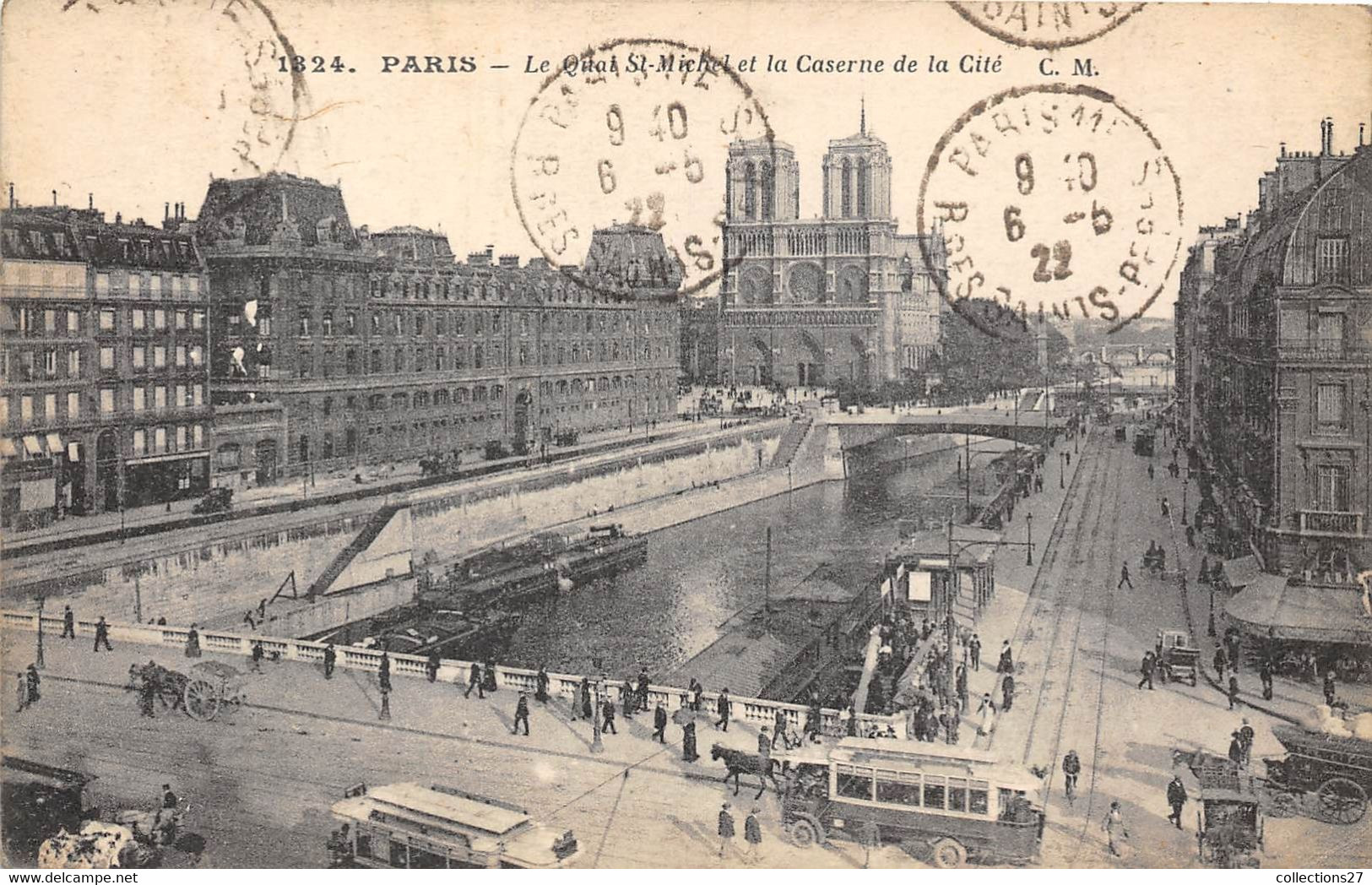 PARIS-LE QUAI SAINT-MICHEL ET LA CASERNE DE LA CITE - Arrondissement: 01