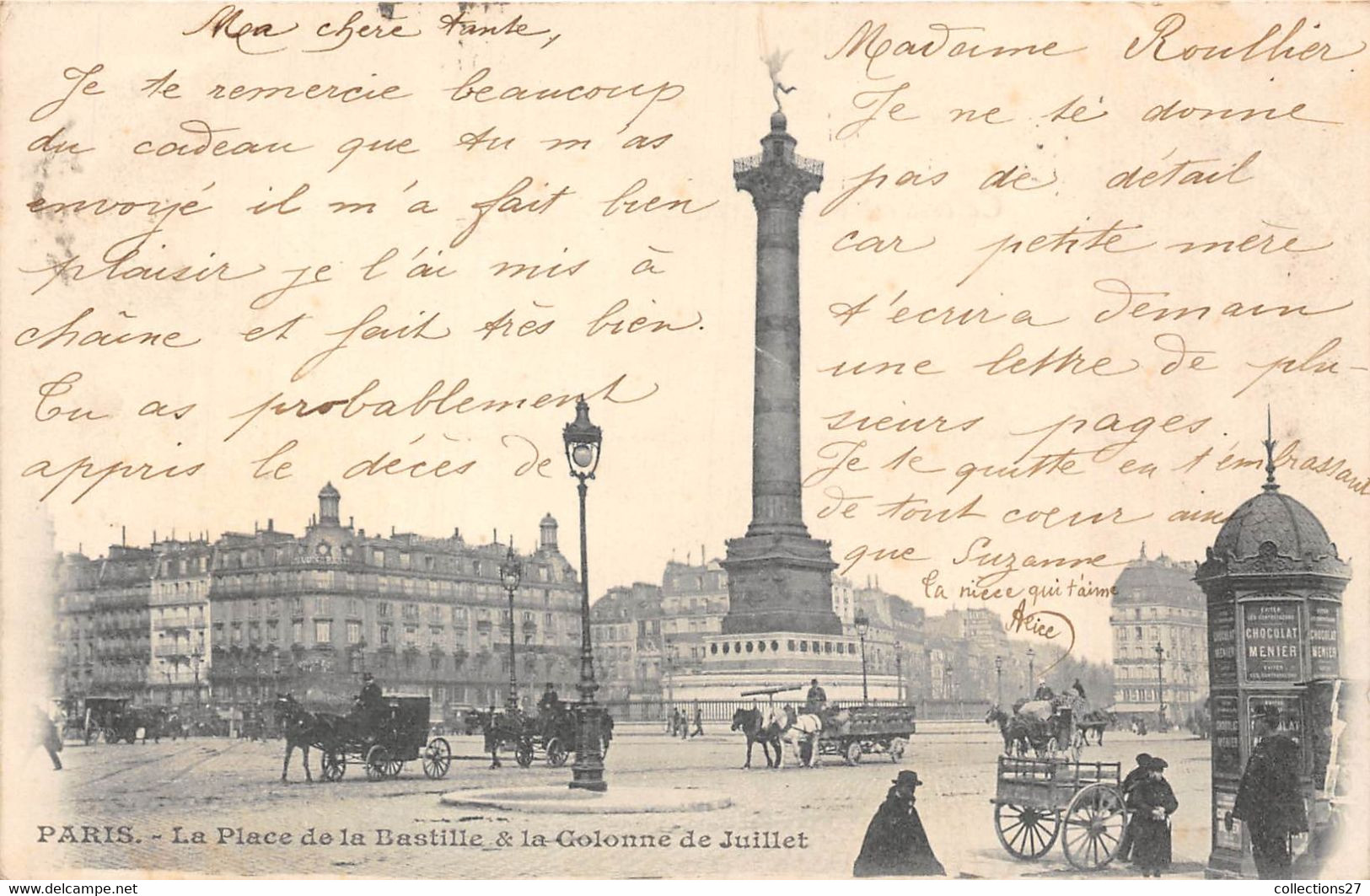 PARIS-PLACE DE LA BASTILLE ET LA COLONNE DE JUILLET - Arrondissement: 04