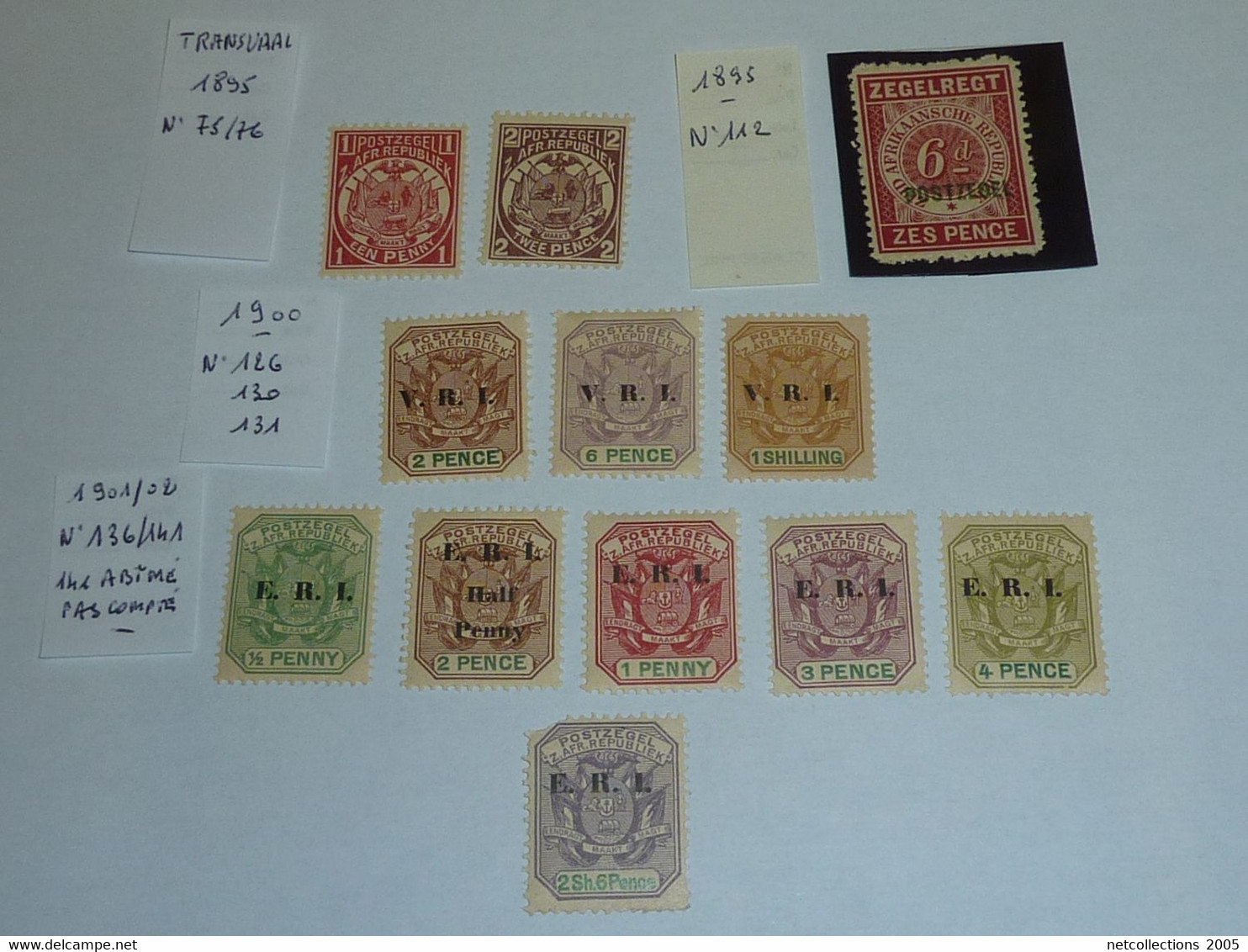 TRANSVAAL ENSEMBLE DE TIMBRES 1895 N°75/76 + N°112 + 126/130/131 + 136/141 - NEUF SANS CHARNIERES - STAMPS U.K (V) - Transvaal (1870-1909)