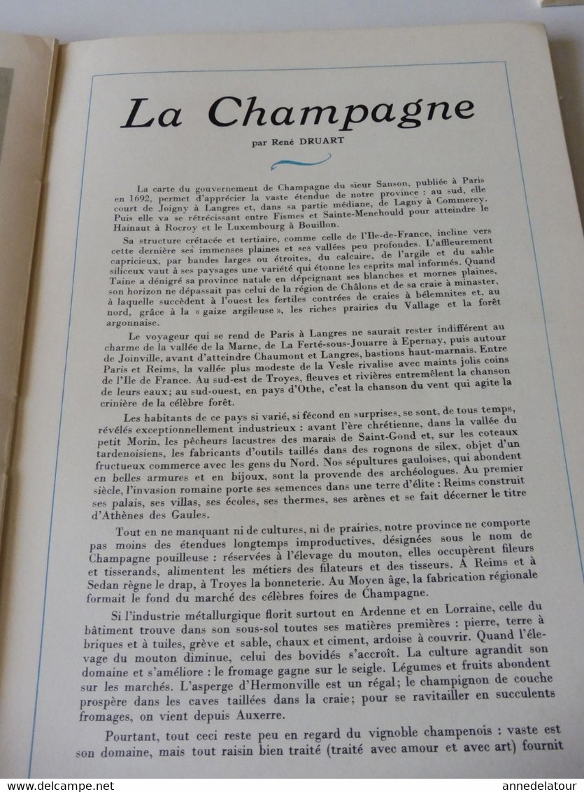 CHAMPAGNE 1951 LA FRANCE À TABLE:Fêtes de la vigne et du vin;Gastronomie; Reims, Les Riceys, Troyes, Provins, Etuf, Etc