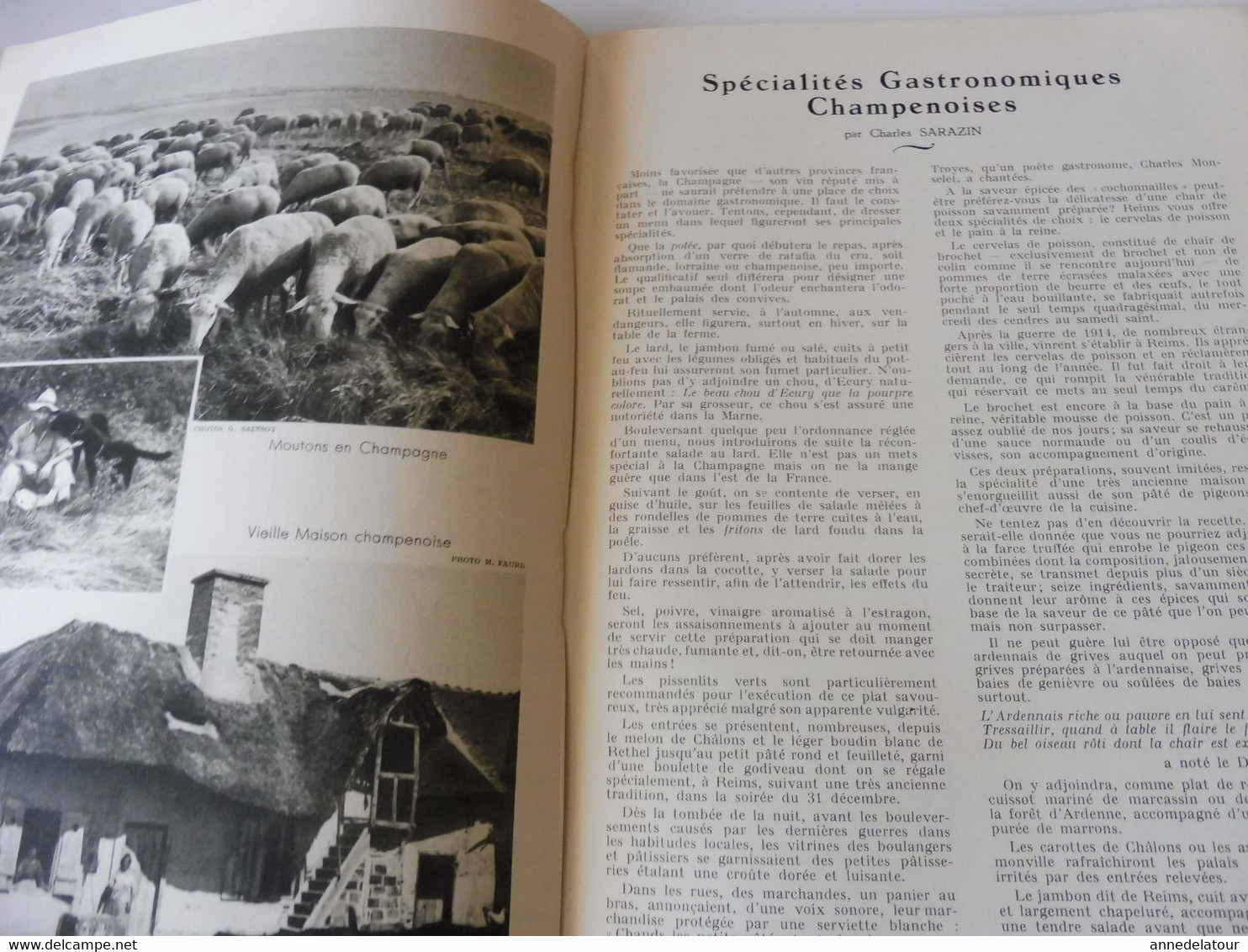 CHAMPAGNE 1951 LA FRANCE À TABLE:Fêtes de la vigne et du vin;Gastronomie; Reims, Les Riceys, Troyes, Provins, Etuf, Etc