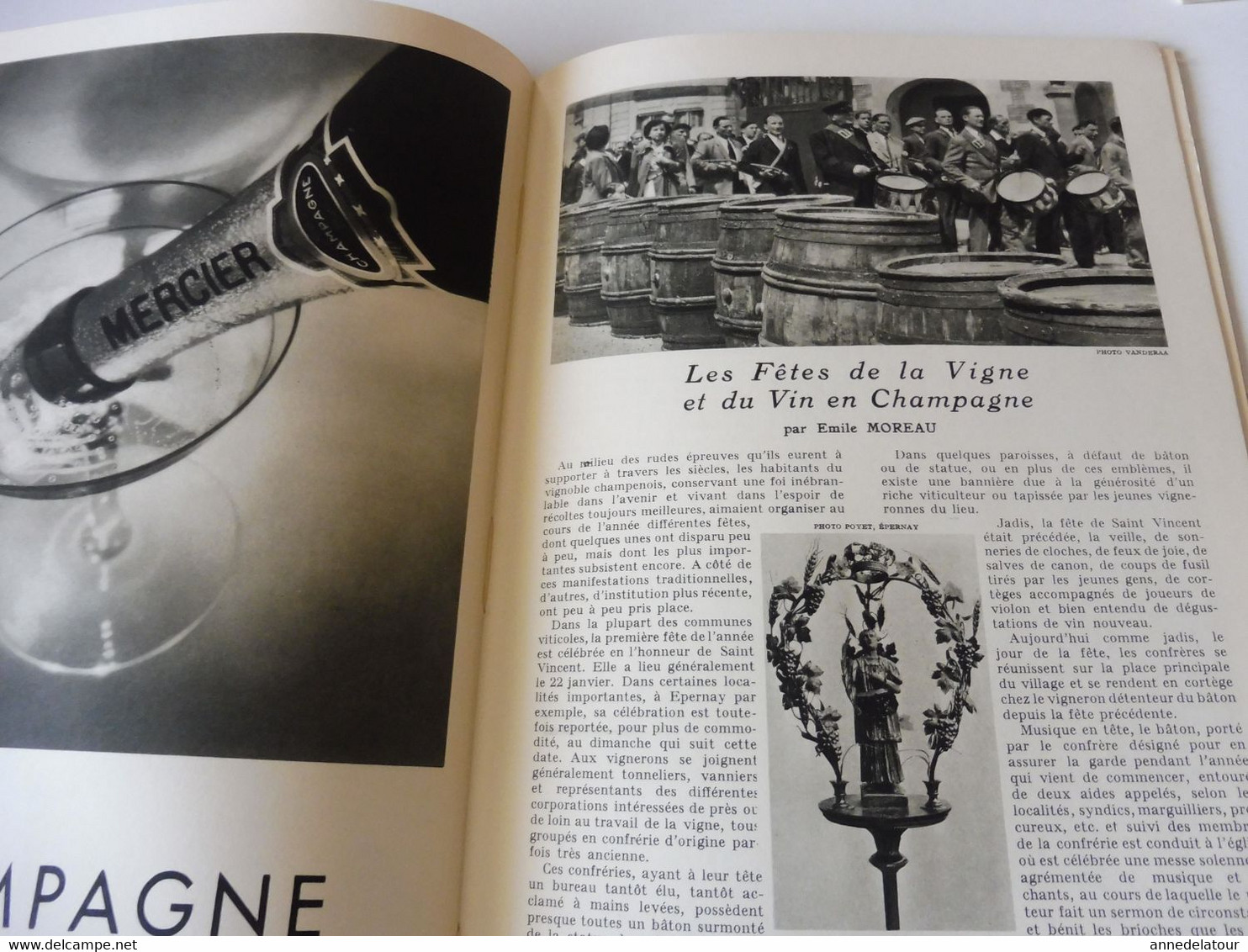 CHAMPAGNE 1951 LA FRANCE À TABLE:Fêtes de la vigne et du vin;Gastronomie; Reims, Les Riceys, Troyes, Provins, Etuf, Etc