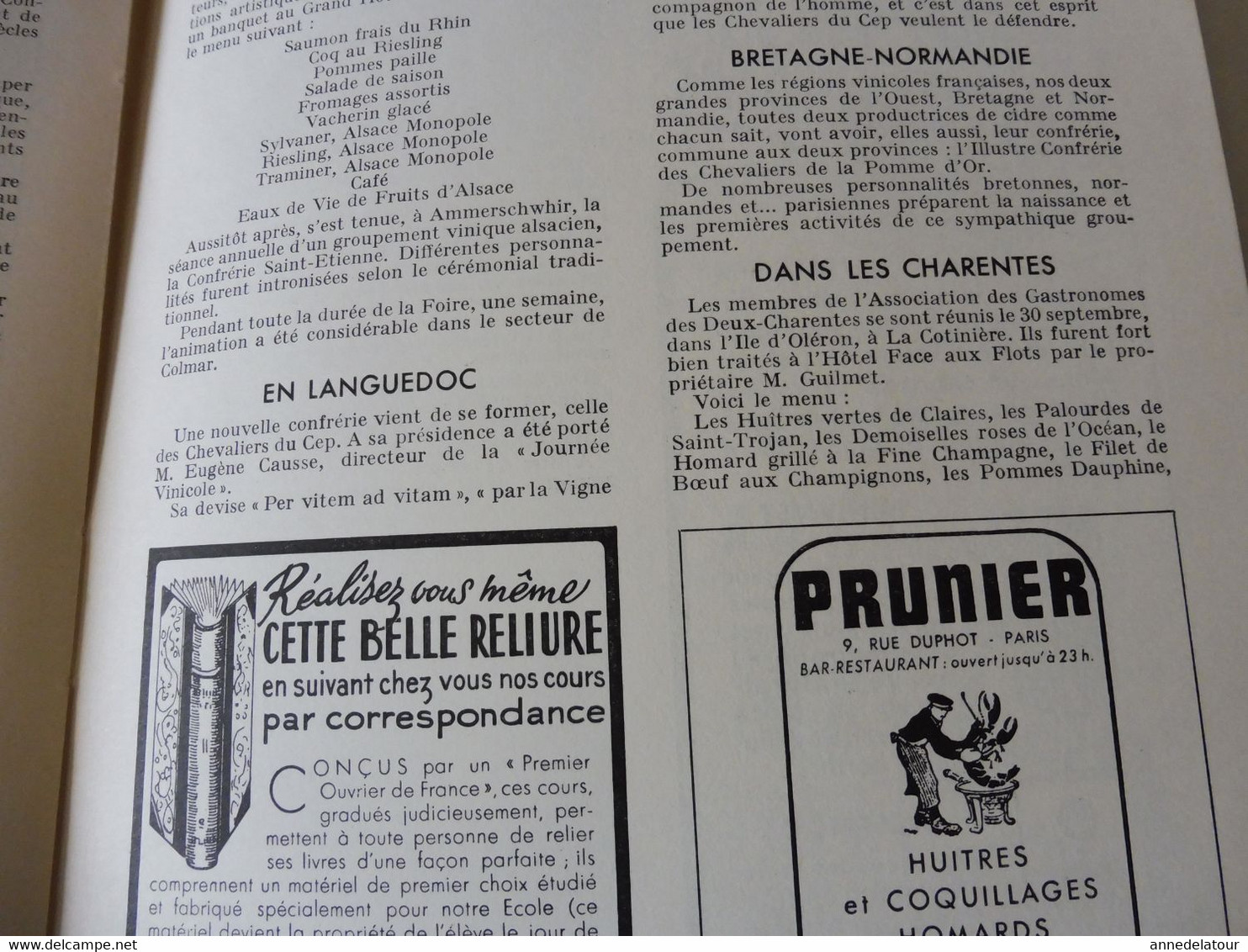 CHAMPAGNE 1951 LA FRANCE À TABLE:Fêtes de la vigne et du vin;Gastronomie; Reims, Les Riceys, Troyes, Provins, Etuf, Etc