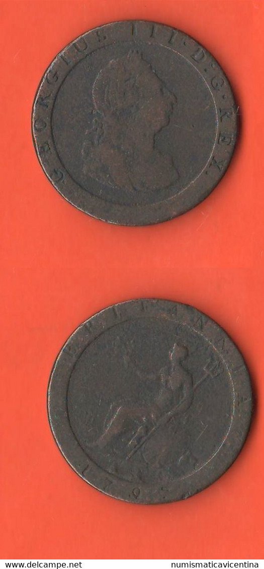 Inghilterra 1 One Penny 1797 Britannia King Georgius III° Copper Coin Date Rare - Guinea