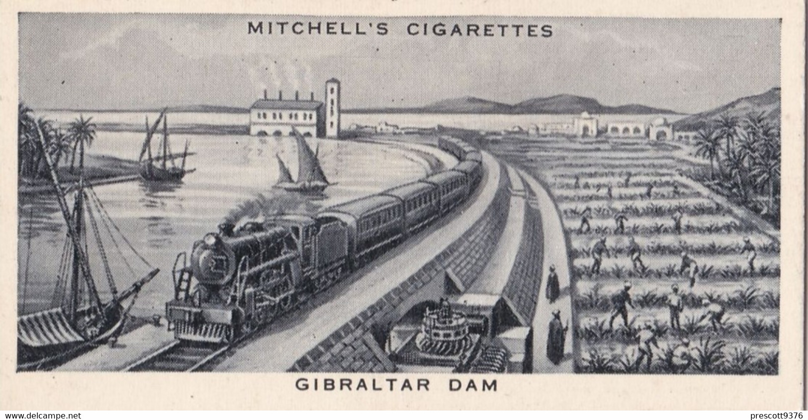 The Gibraltar Dam -  1936 - Mitchell  Cigarette Card - Original - - Phillips / BDV