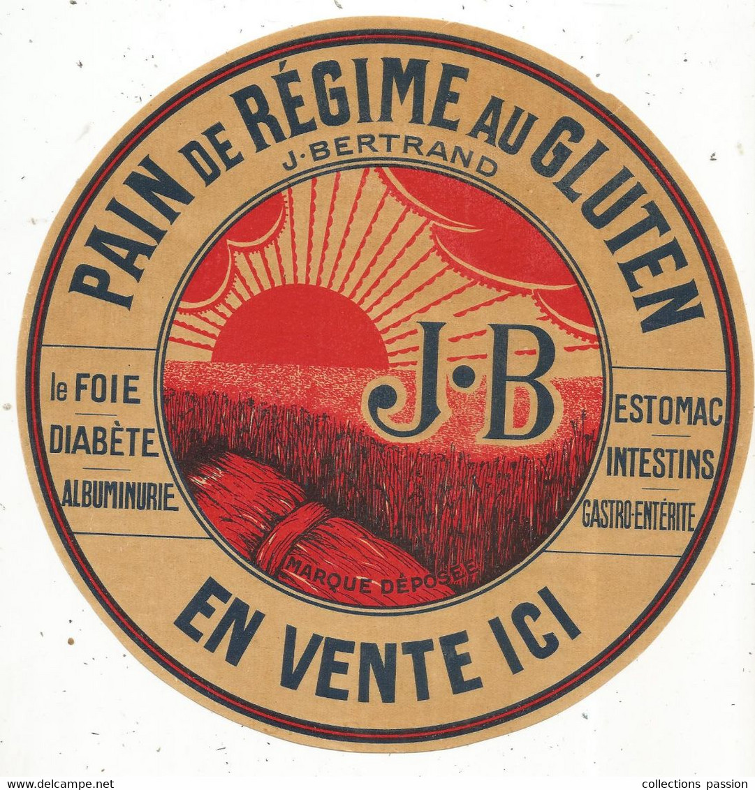 JC , Publicité , Pain De Régime Au Gluten J. BERTRAND, Diamètre 200 Mm , 2 Scans, Frais Fr 1.95 E - Advertising