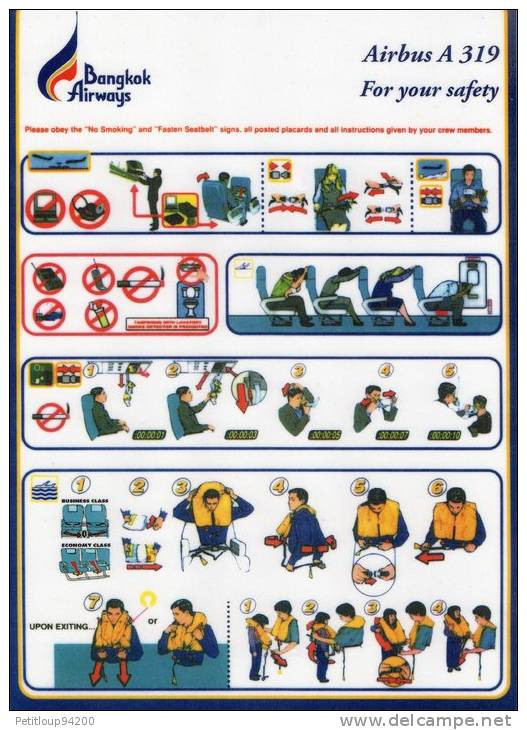 CONSIGNES DE SECURITE / SAFETY CARD  *BANGKOK AIRWAYS  Airbus A 319 - Veiligheidskaarten