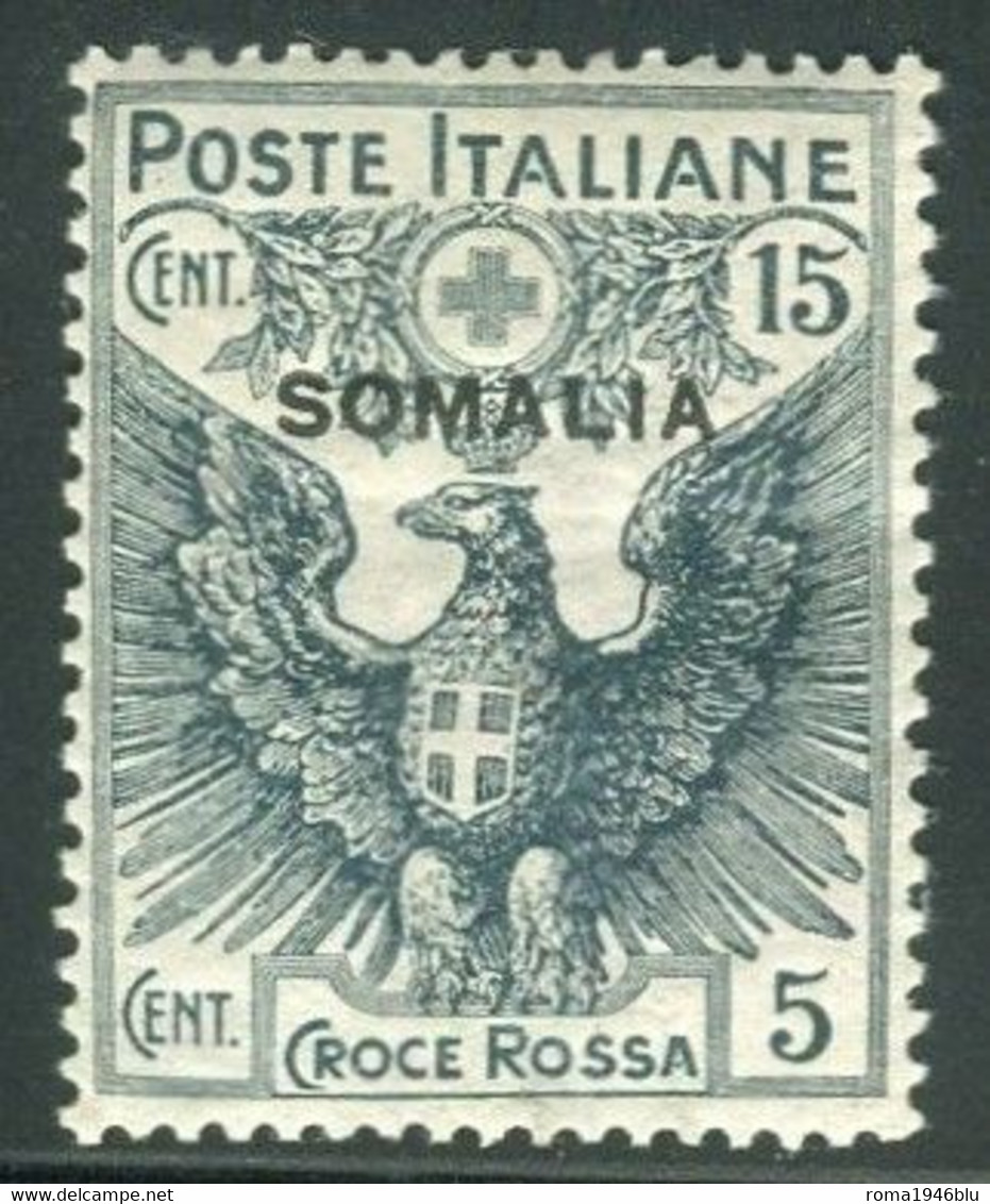 SOMALIA 1916 CROCE ROSSA  15 C. SU 5 C.  * GOMMA ORIGINALE - Somalie