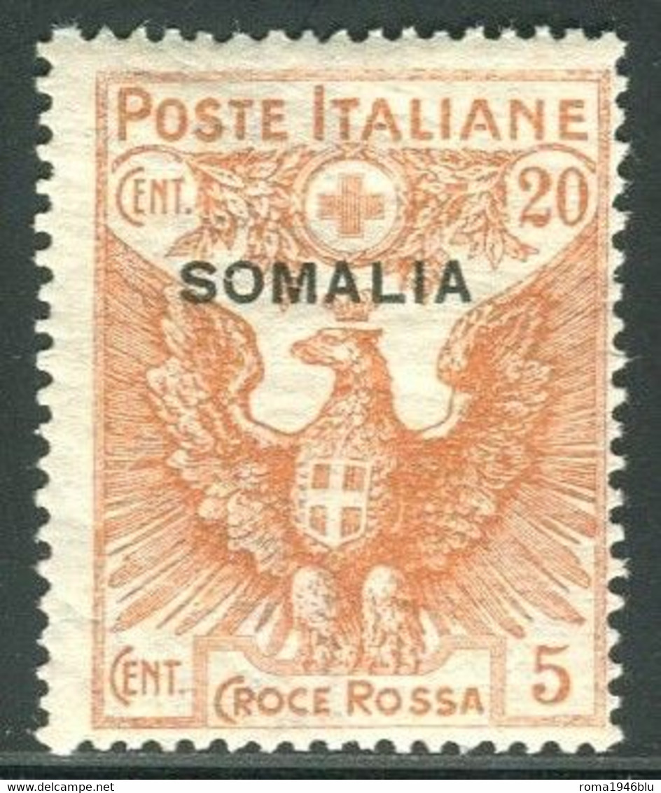 SOMALIA 1916 CROCE ROSSA  20 C. SU 5 C. ** MNH - Somalia