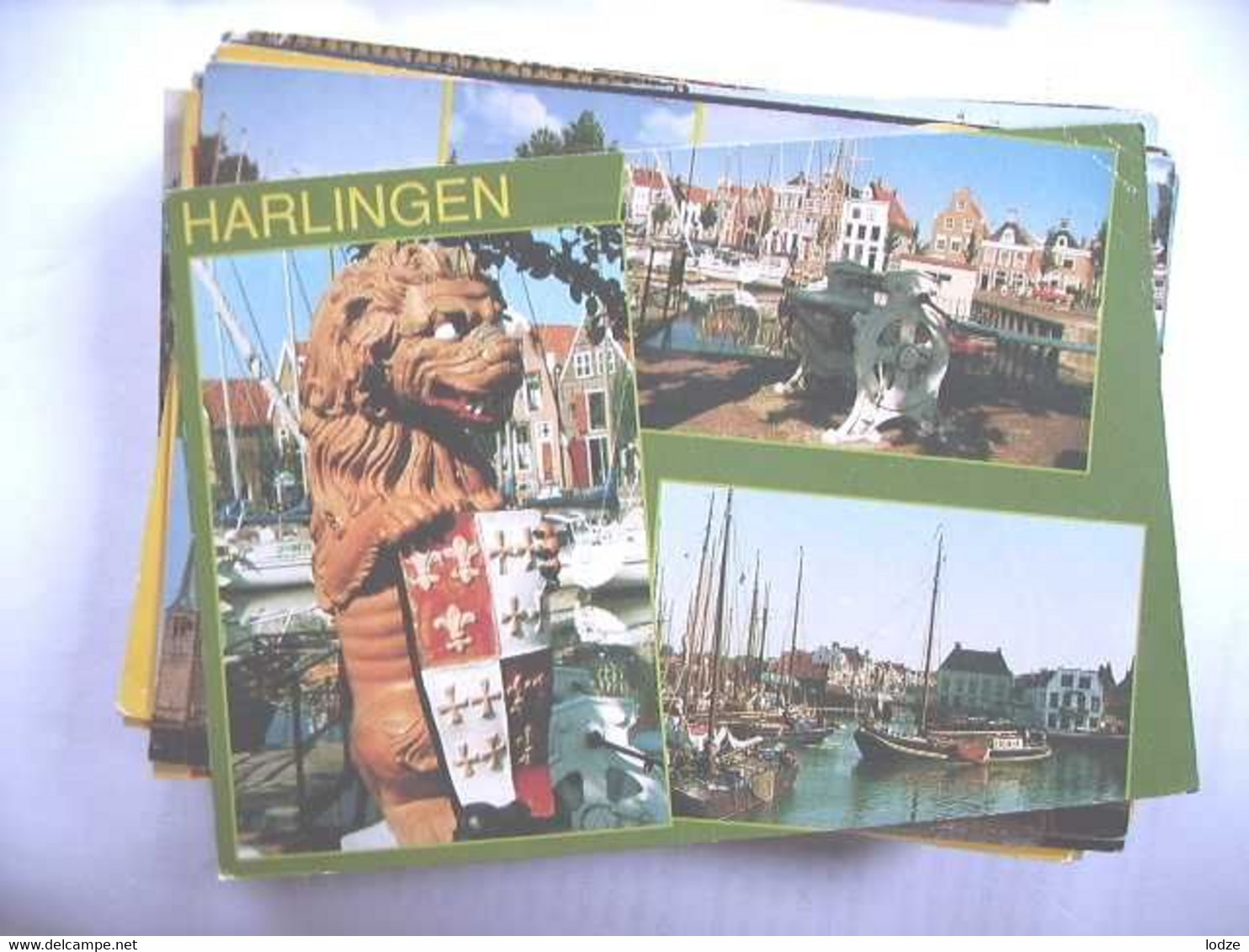 Nederland Holland Pays Bas Harlingen Met Leeuw, Boten En Kanon - Harlingen