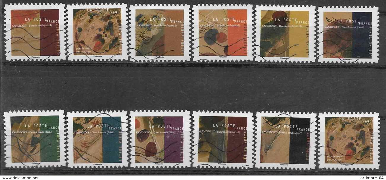 2021 FRANCE Adhesif 1968-78 Oblitérés, Kandinsky , Carnet Complet, 11 Timbres + 1 En Double - Altri & Non Classificati