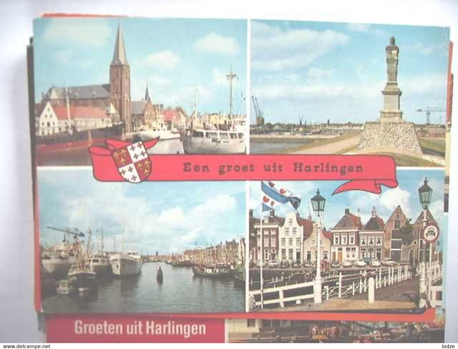 Nederland Holland Pays Bas Harlingen Met Wapen In Rood Lint - Harlingen