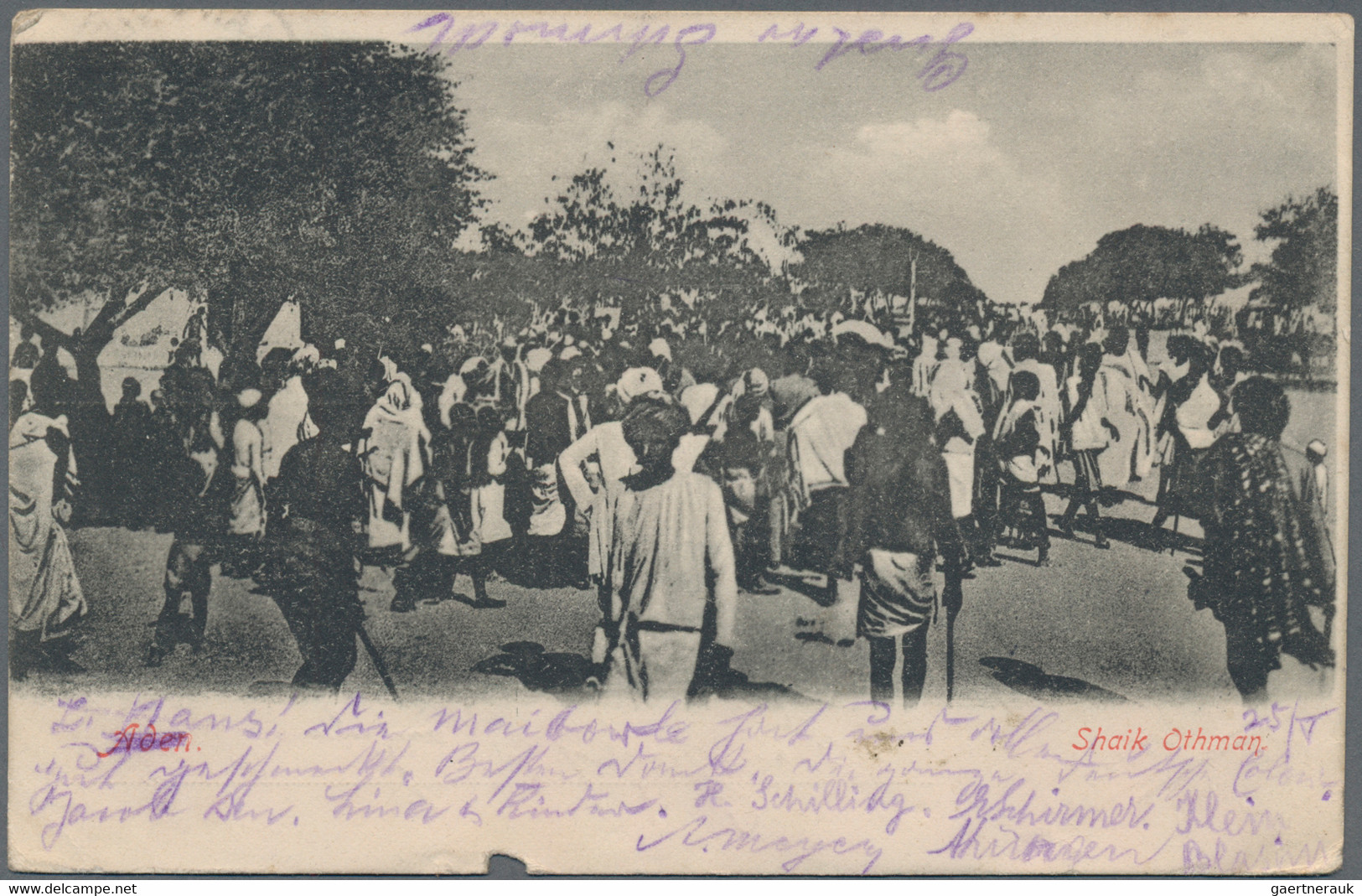 Aden: 1902 SHEIKH OTHMAN: Picture Postcard "Sheikh Othman" Used To Frankfurt, Germany Via Aden-Camp - Yemen