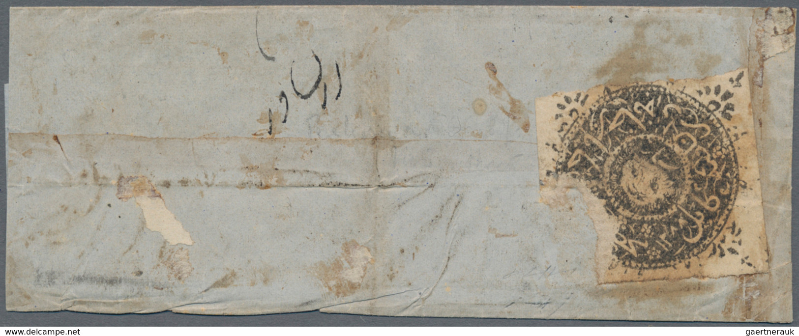 Afghanistan: 1871. 1288 Tiger's Head Issue, Shahi, Plate A, Pos 6, On Reverse Of Cover From Kabul To - Afghanistan