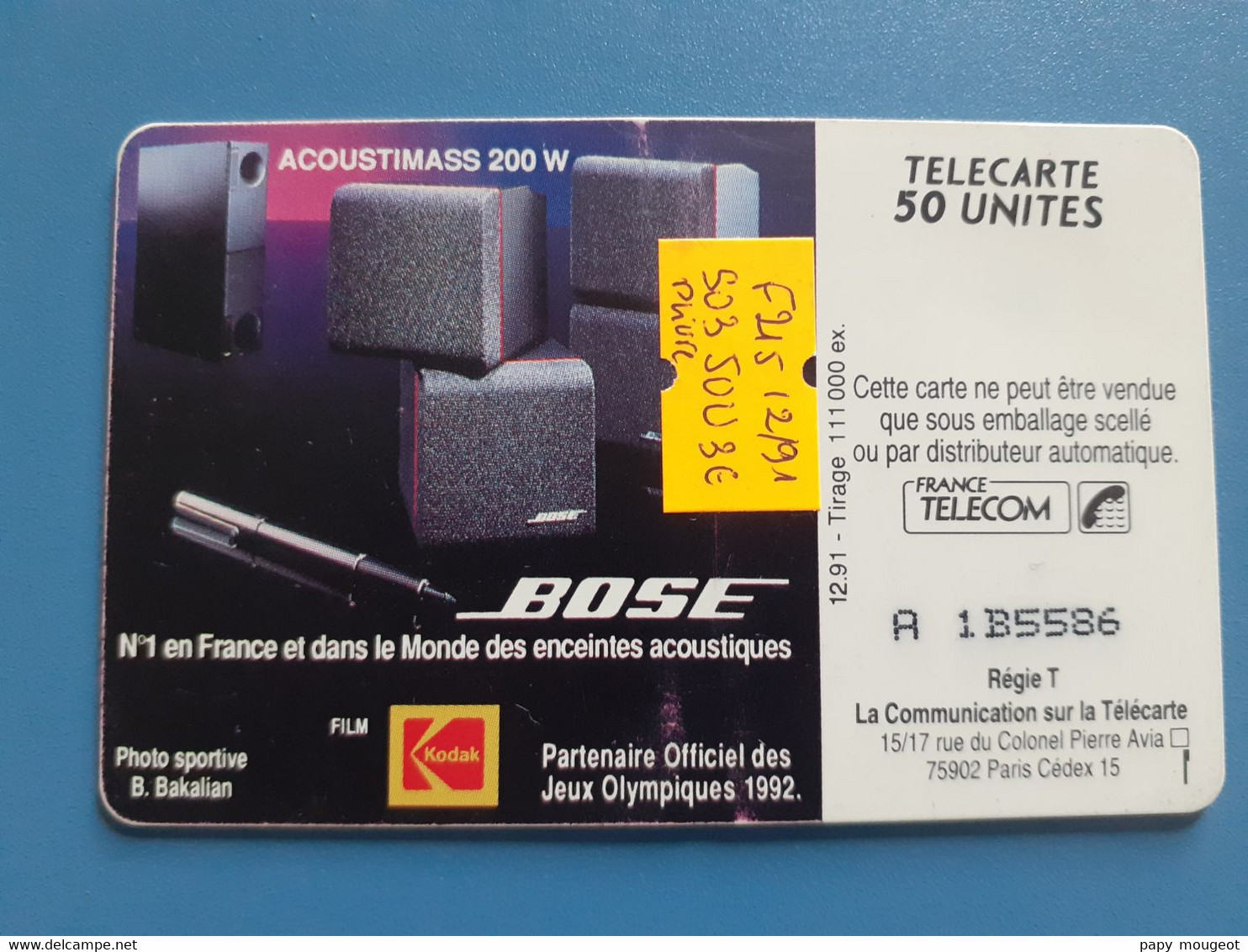 F215 Bose Biathlon 50U SO3 12/91 N° A 1B5586 - Juegos Olímpicos