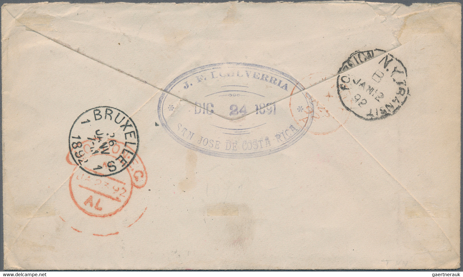 Costa Rica: 1891/1894, Group Of 3 Covers, Comprising 10 C Red-brown 'President Alfaro', Single Frank - Costa Rica