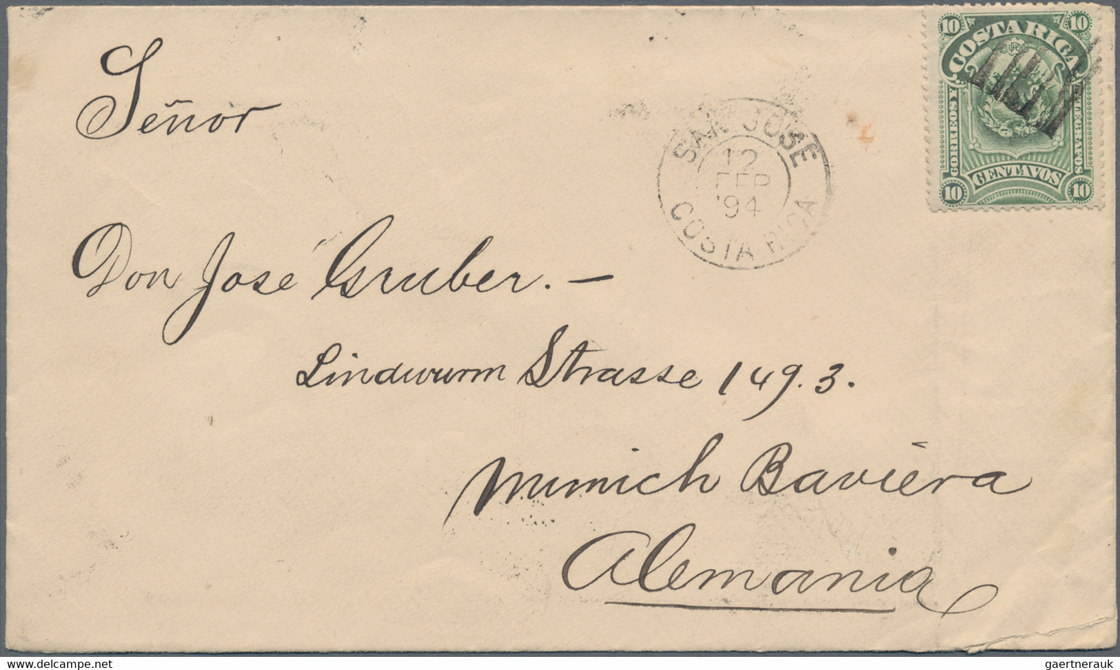 Costa Rica: 1891/1894, Group Of 3 Covers, Comprising 10 C Red-brown 'President Alfaro', Single Frank - Costa Rica