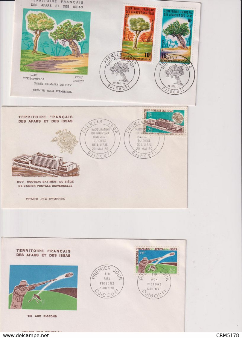 AFARS ET ISSAS-LOT DE 9 FDC-TP N° 361/2-390/2-394/9- ANNES 1970...Sujets Divers - Brieven En Documenten