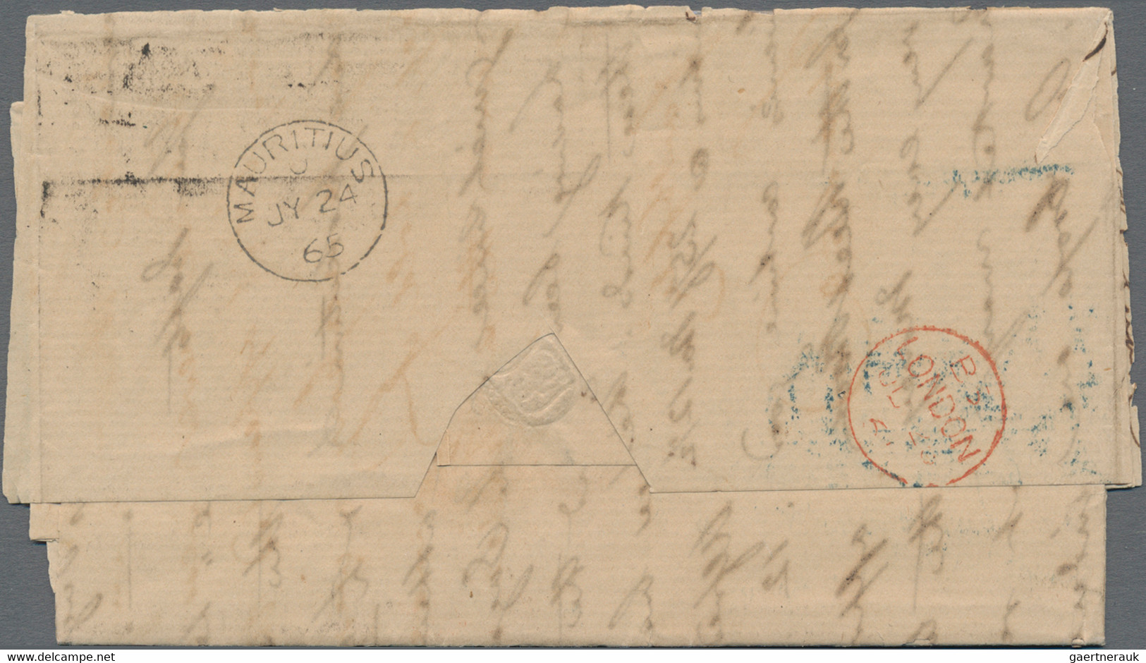 Großbritannien: 1865 Destination MAURITIUS: Entire Letter From Liverpool To Mauritius Via London And - Covers & Documents