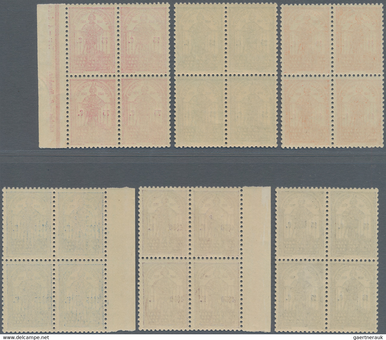 Portugal: 1931, Dum Nuno Álavrez, Complete Set Of Six Stamps, Each In Blocks Of Four, Three With A M - Nuevos