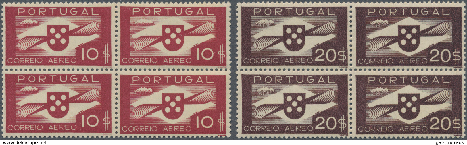 Portugal: 1936 - 1941, 1,50 To 50 E Airmail Issue, Complete Set In Blocks Of Four Mint Never Hinged, - Unused Stamps