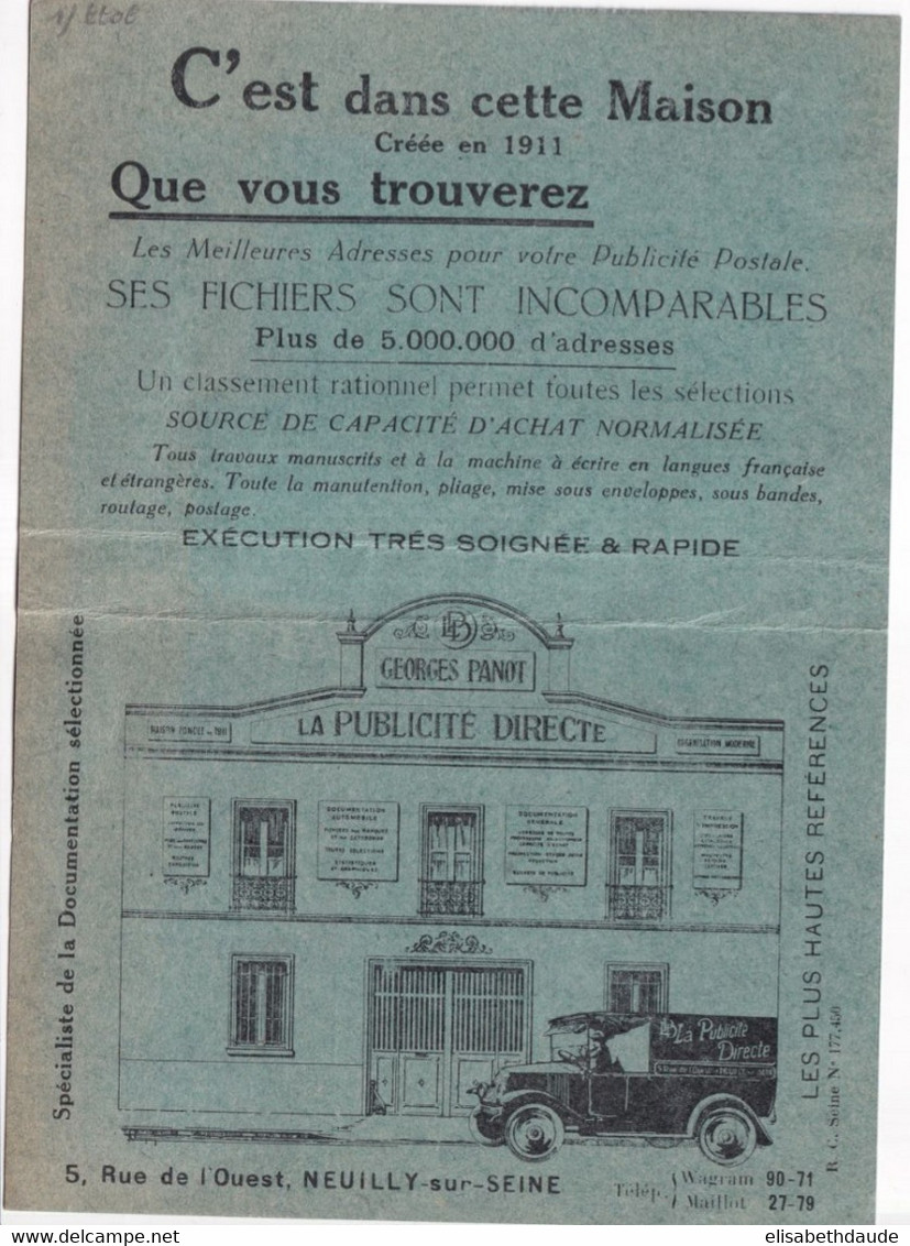 SEMEUSE PREOBLITERE Sur TIMBRE VIERGE ! - CP Avec REPONSE "PUBLICITES PANOT" ILLUSTRATION AU DOS De NEUILLY => REIMS - 1906-38 Semeuse Camée