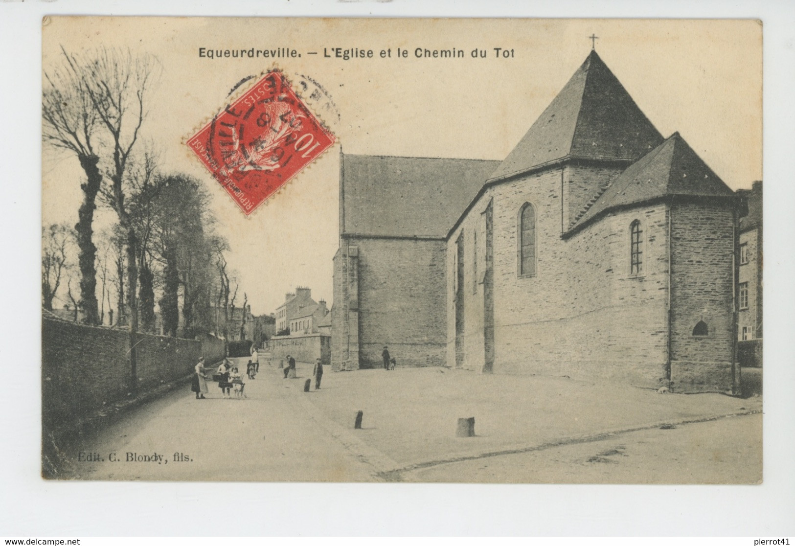 EQUEURDREVILLE - L'Eglise Et Le Chemin Du Tot - Equeurdreville