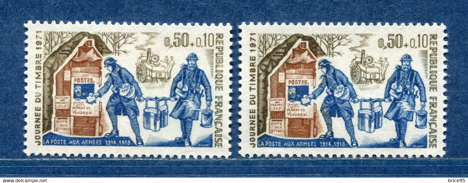 ⭐ France - Variété - YT N° 1671 - Couleurs - Pétouilles - Neuf Sans Charnière - 1971 ⭐ - Unused Stamps