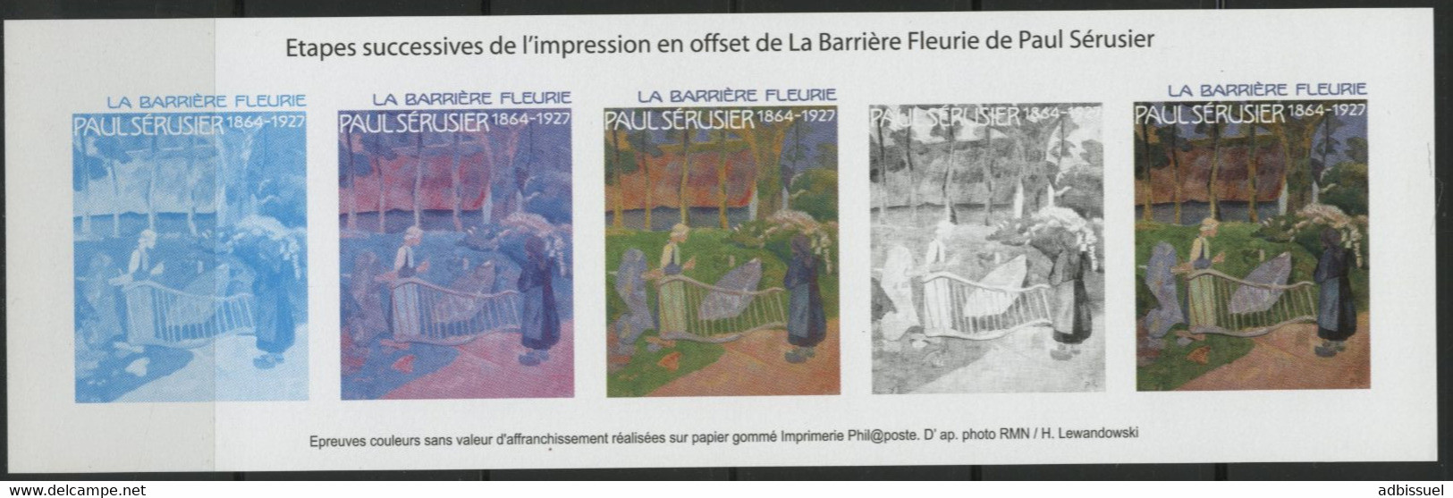 Paul Sérusier "La Barrière Fleurie" Représentation Des étapes Successives De L'impression En Offset Du Timbre - Moderni