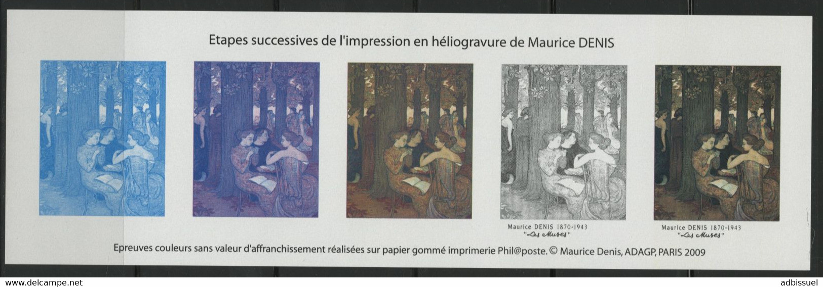 Maurice DENIS "Les Muses" Représentation Des étapes Successives De L'impression En Héliogravure Du Timbre - Moderne