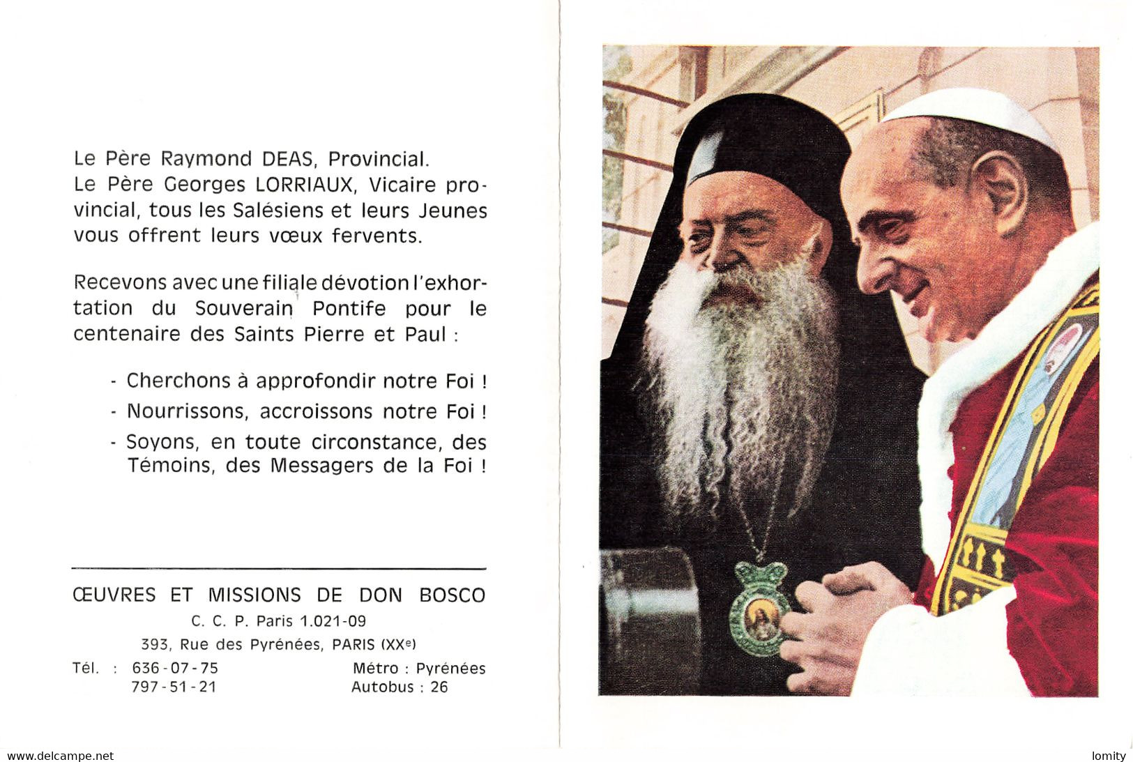 Calendrier 1968 Don Bosco  Religion Le Père Raymond Deas Provincial Le Père Georges Lorriaux Vicaire Provincial - Petit Format : 1961-70