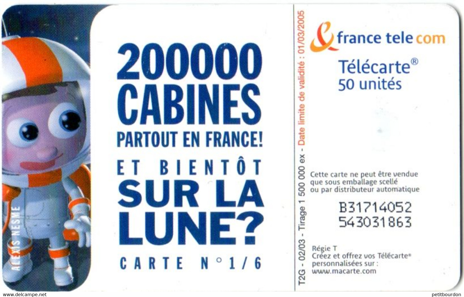 Télécartes 50 - France Telecom Allo Houston - Année 2003 - Telecom Operators