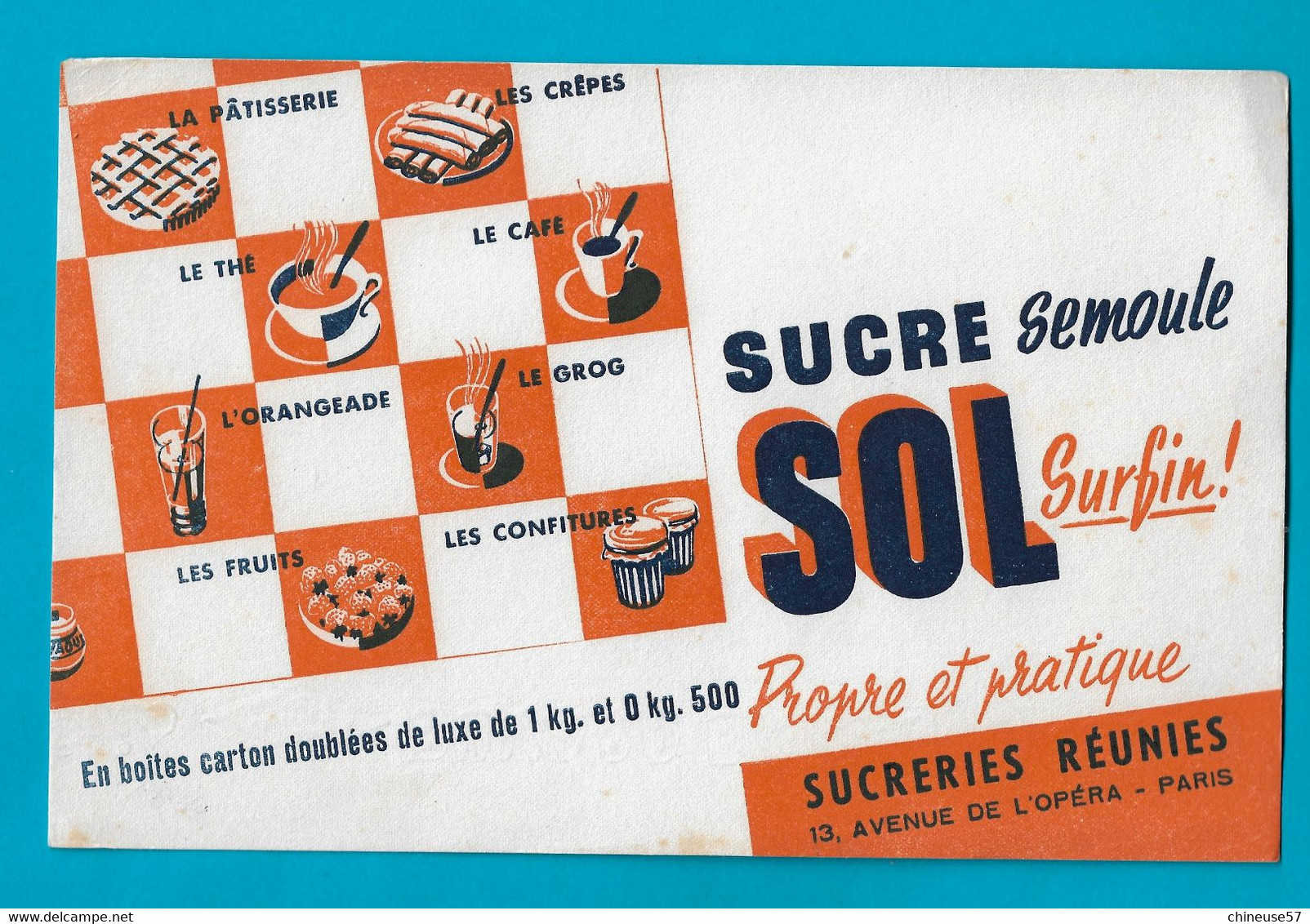 Buvard SUCRE Semoule SOL - Sucreries & Gâteaux