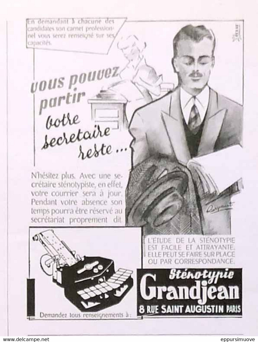 Publicité Papier STENOTYPIE GRANDJEAN  Octobre 1951 RE P1057138 - Publicités