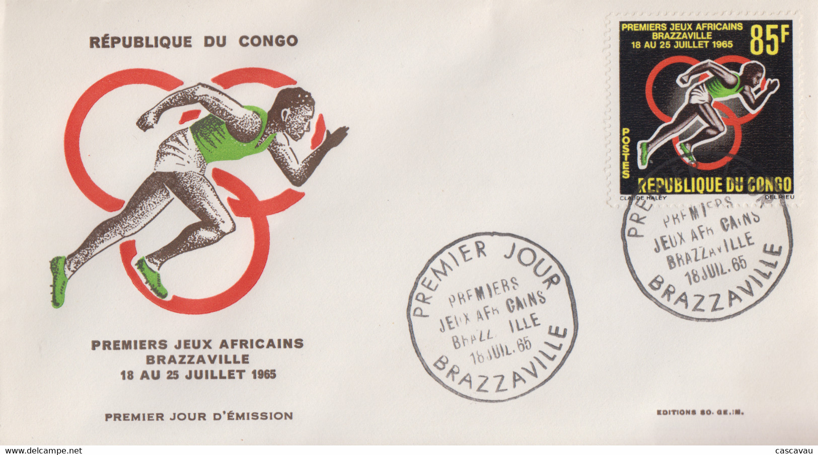 Enveloppe  FDC  1er  Jour   CONGO     Premiers  Jeux  Africains   BRAZZAVILLE    1965 - FDC