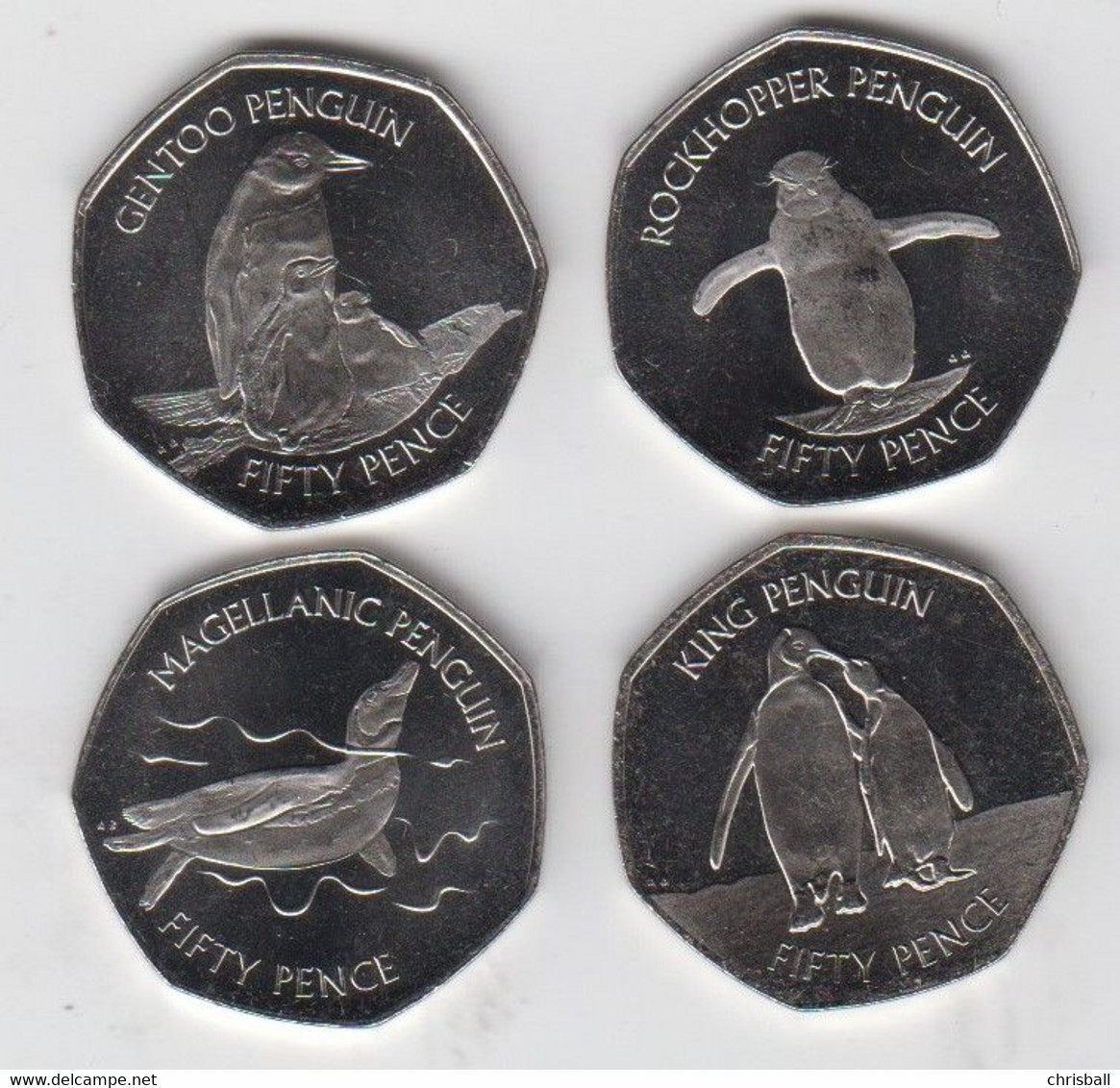 Falkland Island Coins Set Of 4, 2020 50p Coins - Penguins Uncirculated - Falkland