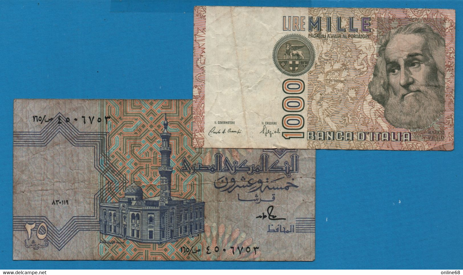 LOT BILLETS 5 BANKNOTES: DEUTSCHES REICH - ITALIA - FRANCE - EGYPT - Lots & Kiloware - Banknotes