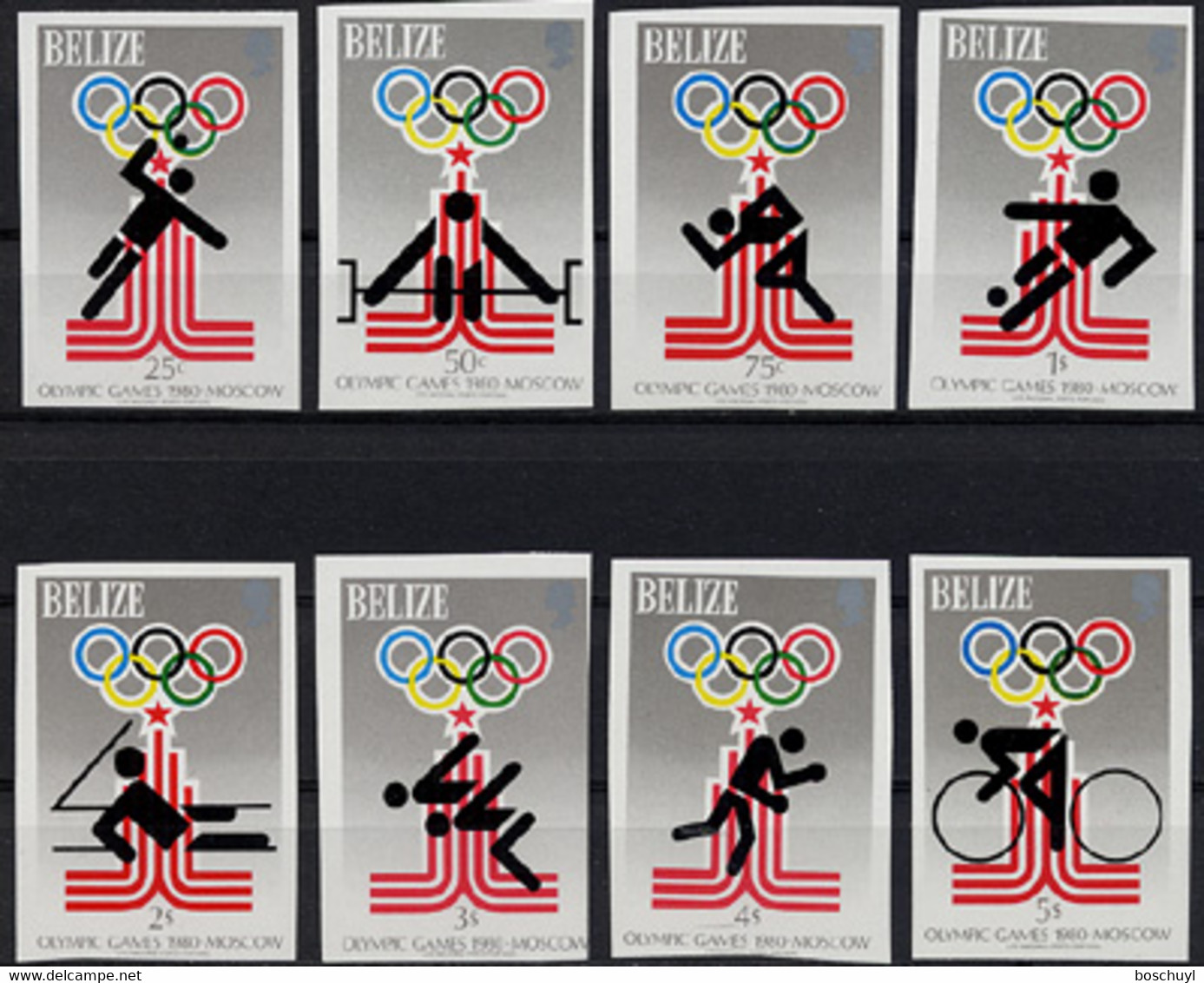Belize, 1979, Olympic Summer Games Moscow, Sports, MNH Imperforated, Michel 432-439B - Belize (1973-...)