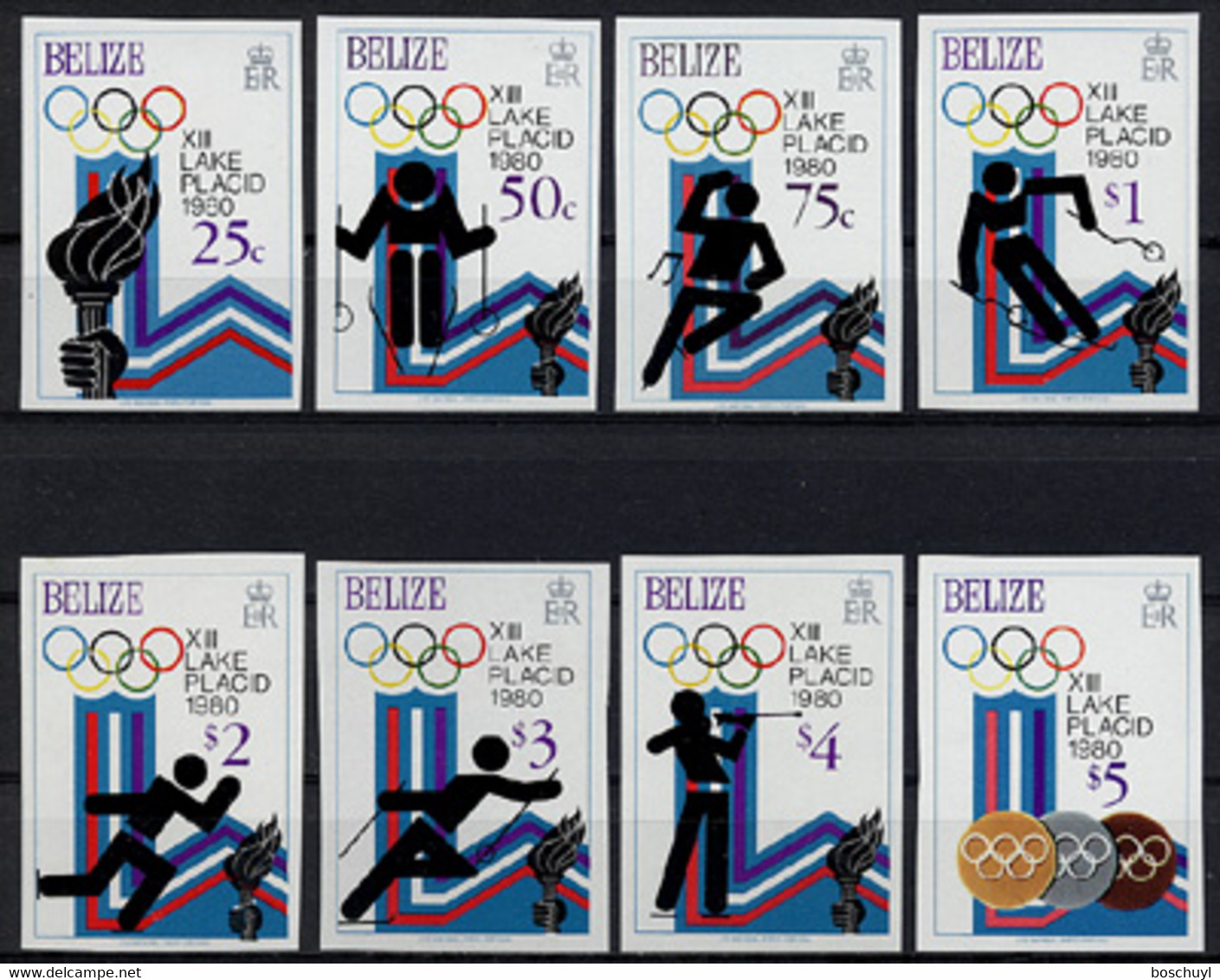 Belize, 1979, Olympic Winter Games Lake Placid, Sports, MNH Imperforated, Michel 443-450B - Belize (1973-...)