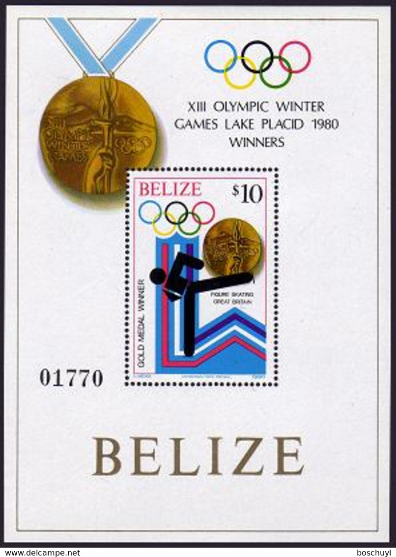 Belize, 1980, Olympic Winter Games Lake Placid, Figure Skating, Sports, Medals, MNH, Michel Block 21 - Belize (1973-...)