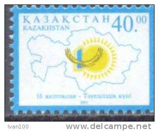 2001. Kazakhstan, Definitive, COA & Map, 1v,  Mint/** - Kazajstán