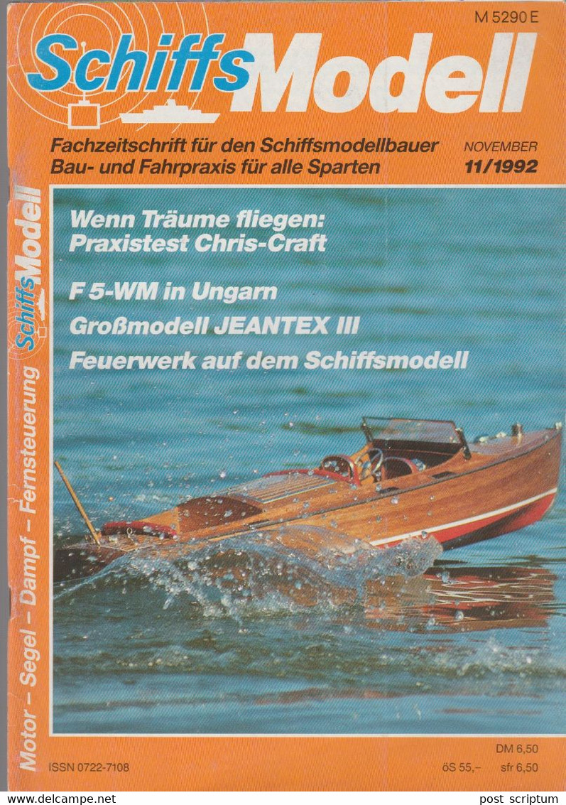 Revue - Schiff - Schiffs Modell  Nov 1992 - Grossmodell Jeantex III - Praxistest Chri-Craft - Cars & Transportation