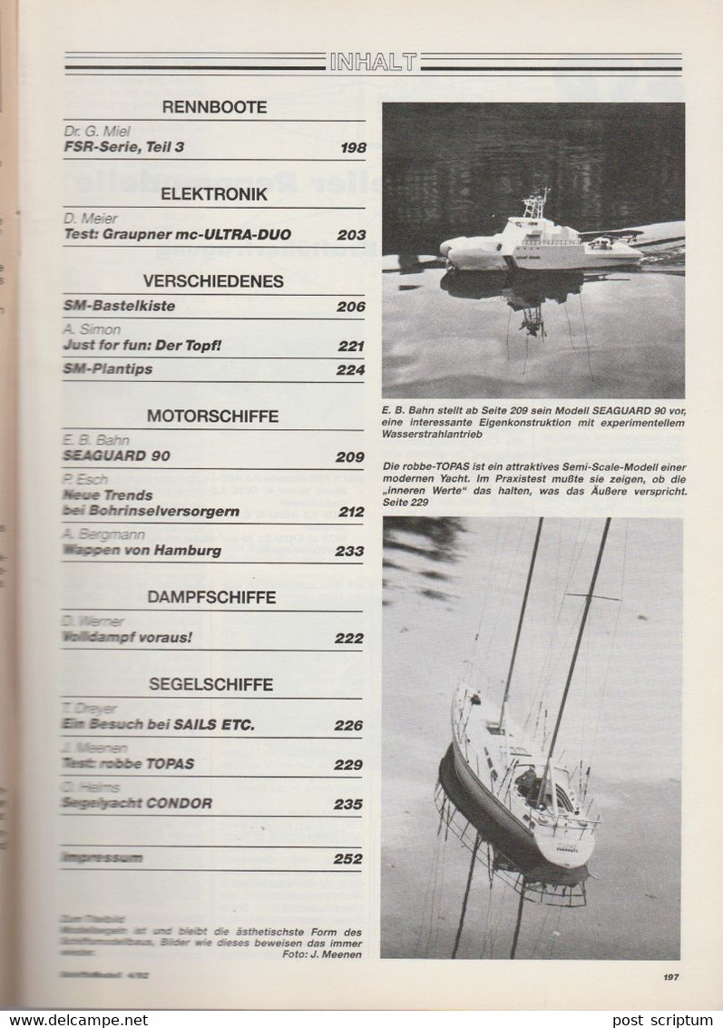 Revue - Schiff - Schiffs Modell  April 1992 - Robbe Topas - Automobile & Transport