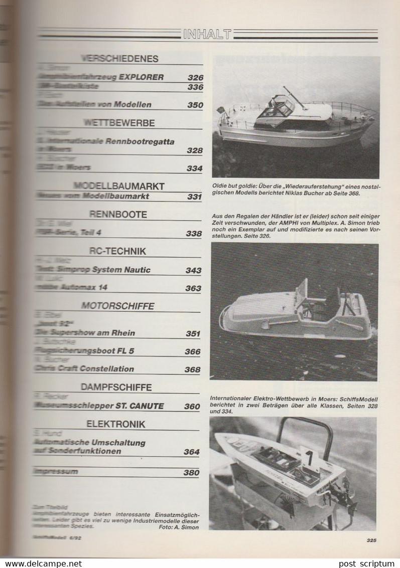 Revue - Schiff - Schiffs Modell  Juni 1992 - Fernsteueranlage Simprop System Nautic - Automóviles & Transporte