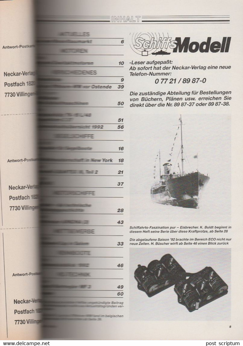 Revue - Schiff - Schiffs Modell  Januar 1993 - Offshore Rennen Vor Ostende - Cars & Transportation