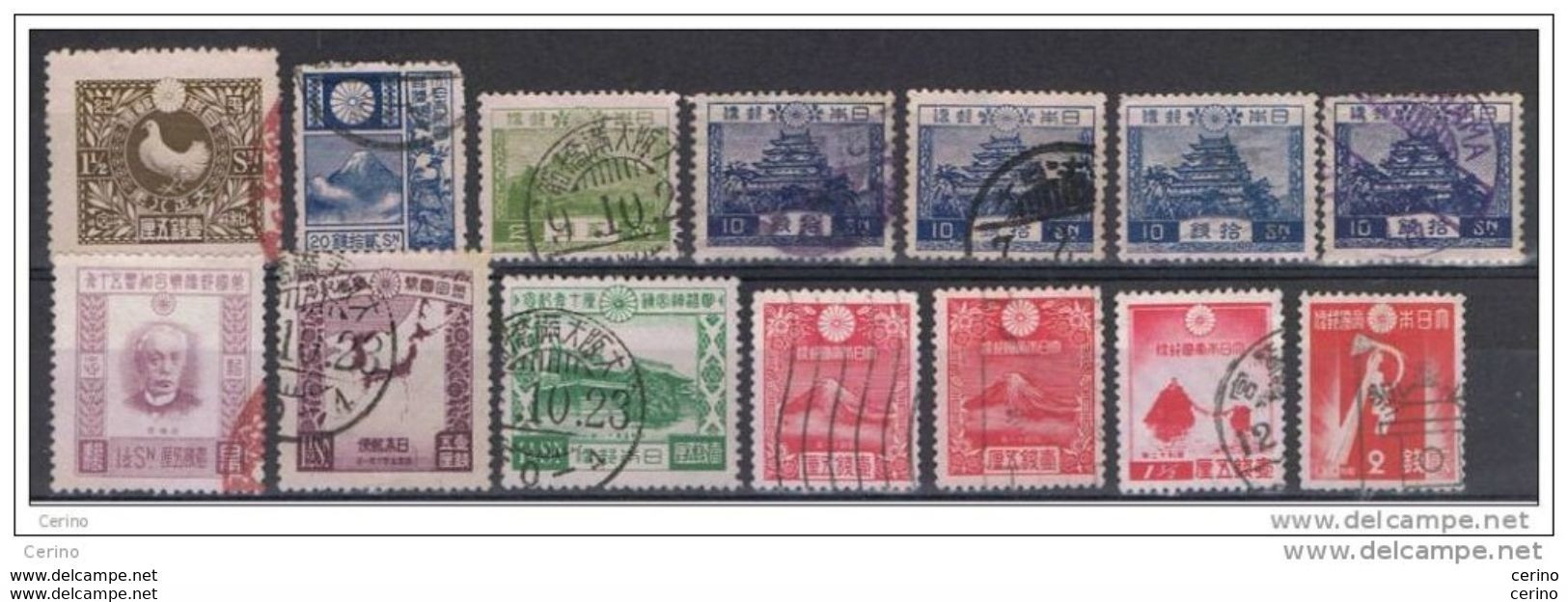 JAPAN:  1919/37  DIFFERENTS  -  LOT  14  USED  STAMPS  -  YV/TELL. 152//261 - Oblitérés