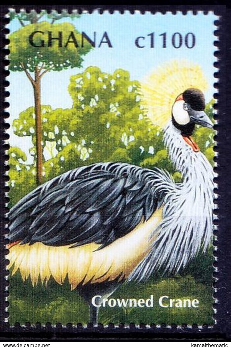 Ghana 2000 MNH, Crowned Crane, Water Birds - Kranichvögel