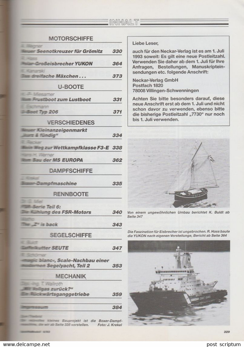 Revue - Schiff - Schiffs Modell  Juni 1993 - Boxer Dampfmaschine - Cars & Transportation